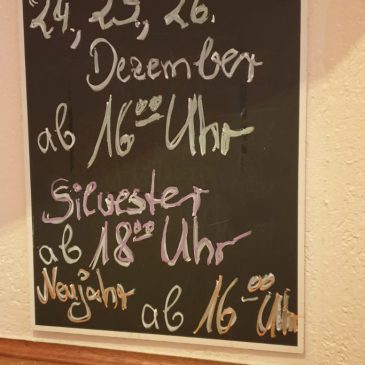 Öffnungszeiten Weihnachten und Silvester
